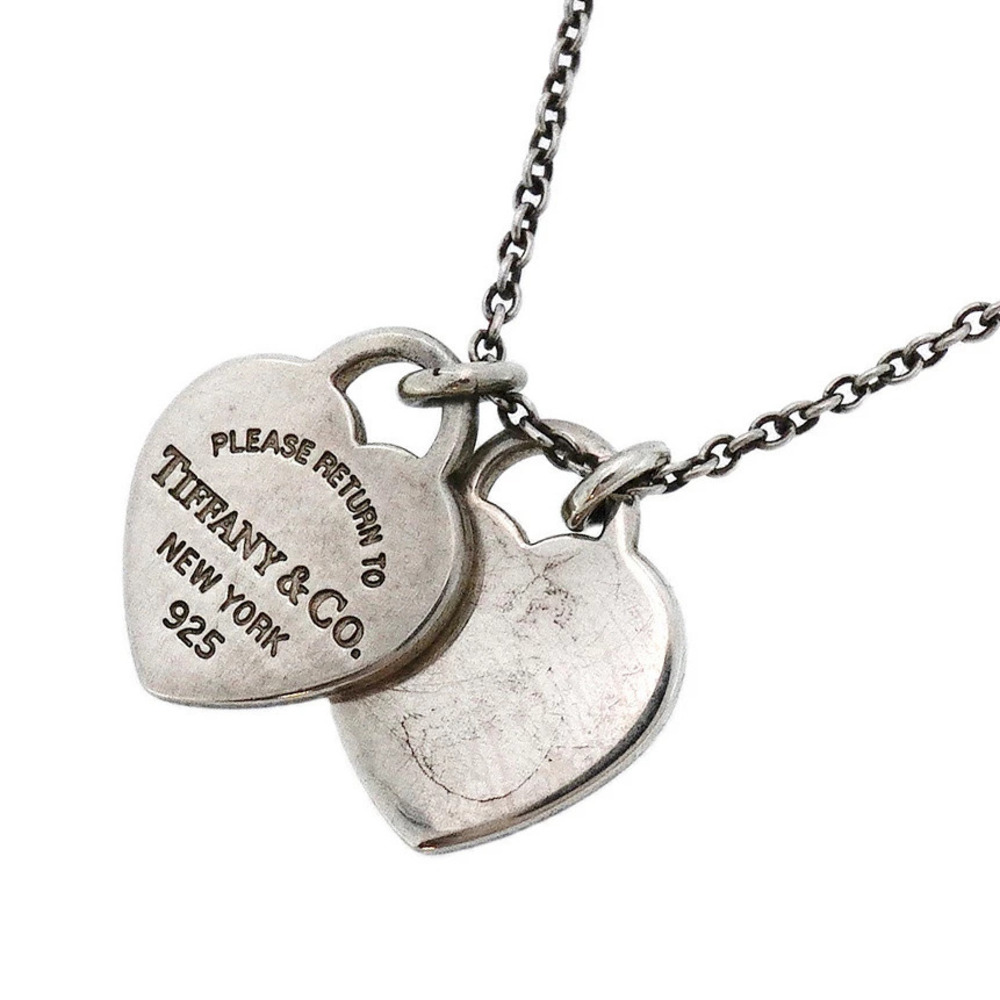Tiffany CO Double to Heart Necklace Sterling Silver